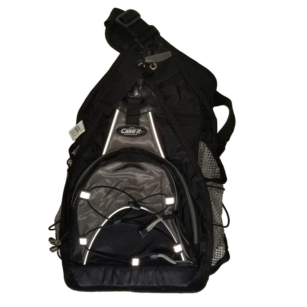 Case It Binder Book Sling Book Bag Open Backpack Black Bungee Cords Rain Cover